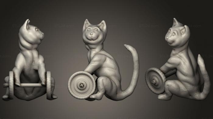 Figurines simple (Cat And Dumbbell, STKPR_0214) 3D models for cnc